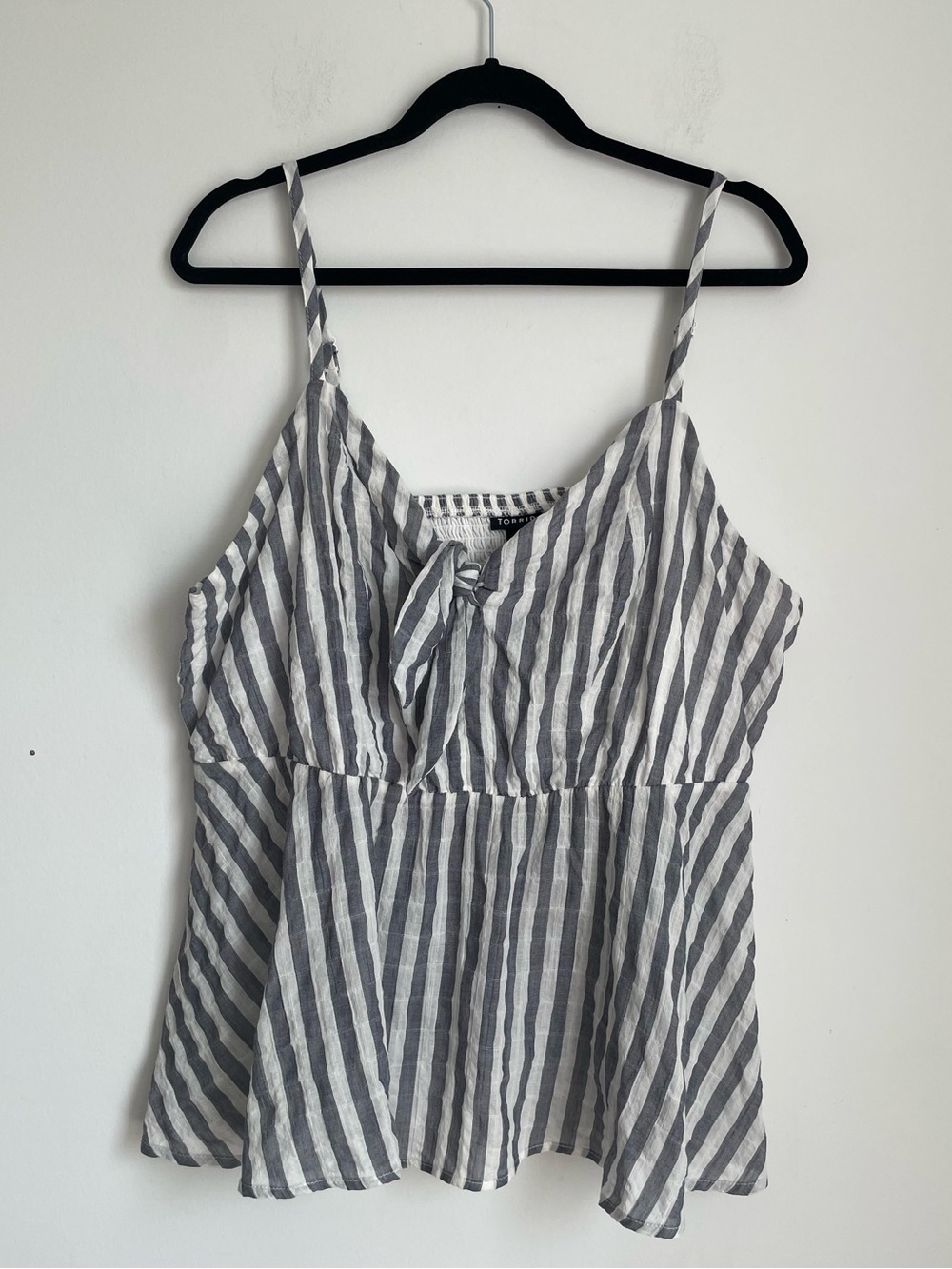 Torrid Gray/White Striped Empire Waist Baby Doll Cotton Tank Top Size 2/2X
